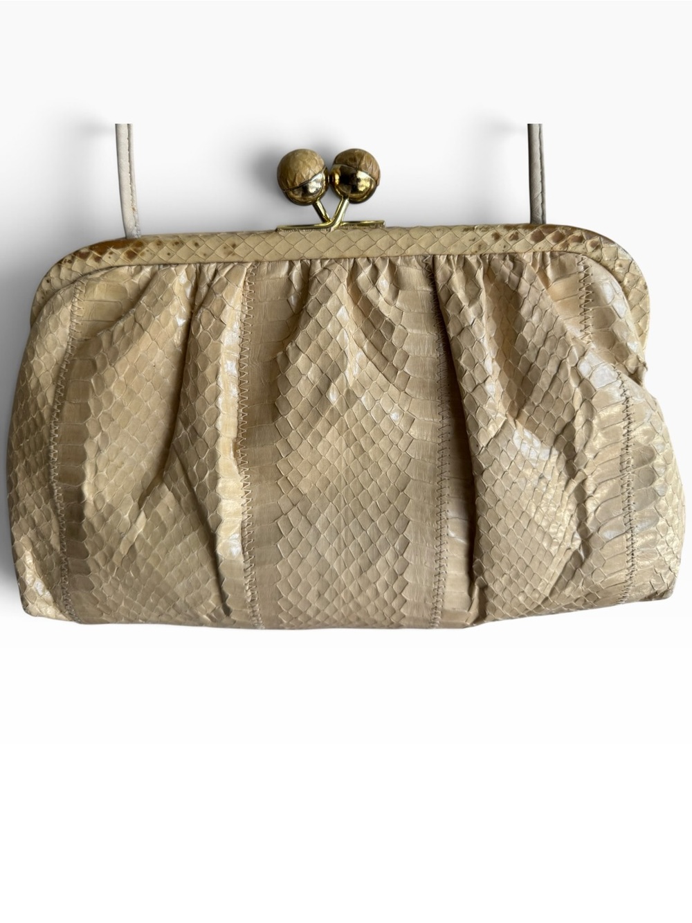 Margolin Fifth Ave., N.Y. Vintage Beige Genuine Python Snakeskin Shoulder Bag